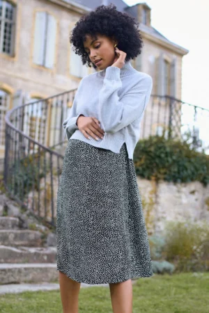 Seraphine Grey Marl & Black Dot Maternity & Nursing Knit Top Dress